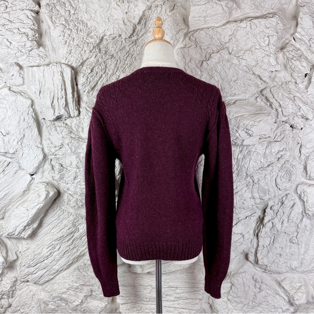 Ralph Lauren Blue Label c. 1980s Wool Cardigan Sweater Bordeaux | M - Picture 5 of 6